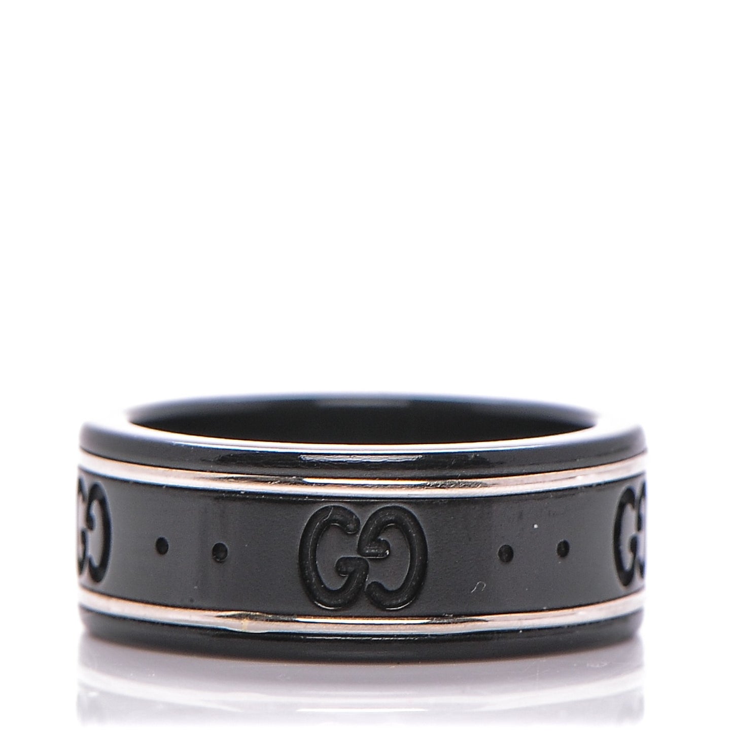 Black Synthetic Corundum 18K White Gold Icon Thin Band Ring 4.75