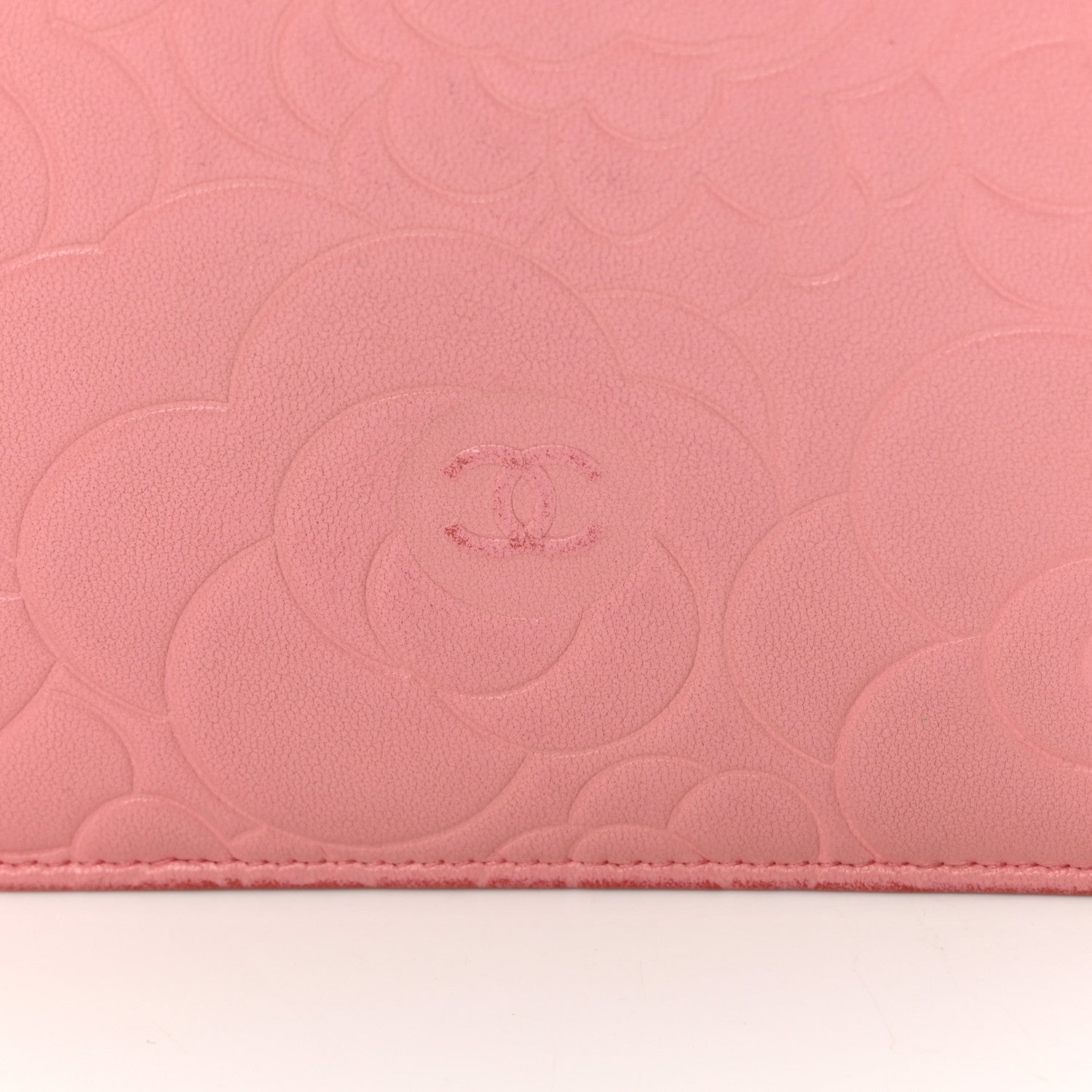 Chanel Lambskin Camellia Embossed Wallet On Chain WOC Pink 18 of 18