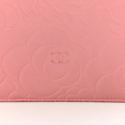 Chanel Lambskin Camellia Embossed Wallet On Chain WOC Pink 18 of 18