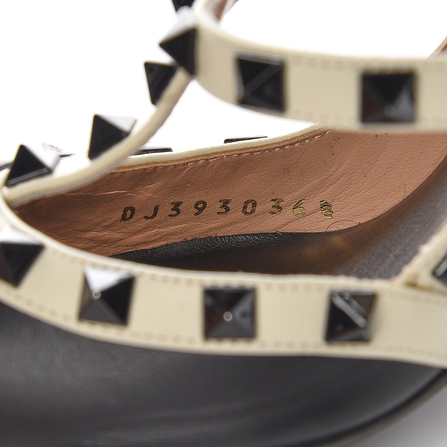 Nappa Rockstud Ankle Strap 100mm Pumps 36.5 Black Light Ivory