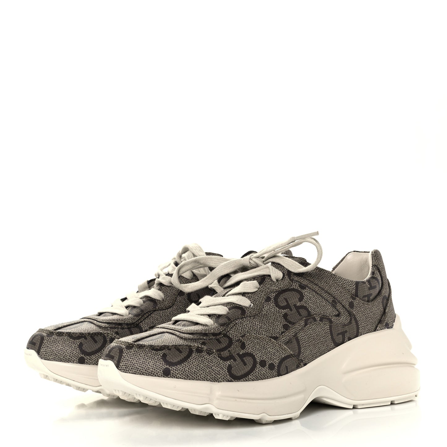Maxi GG Supreme Monogram Gucci 100 Womens Rhyton Sneakers 37.5 Beige Ebony