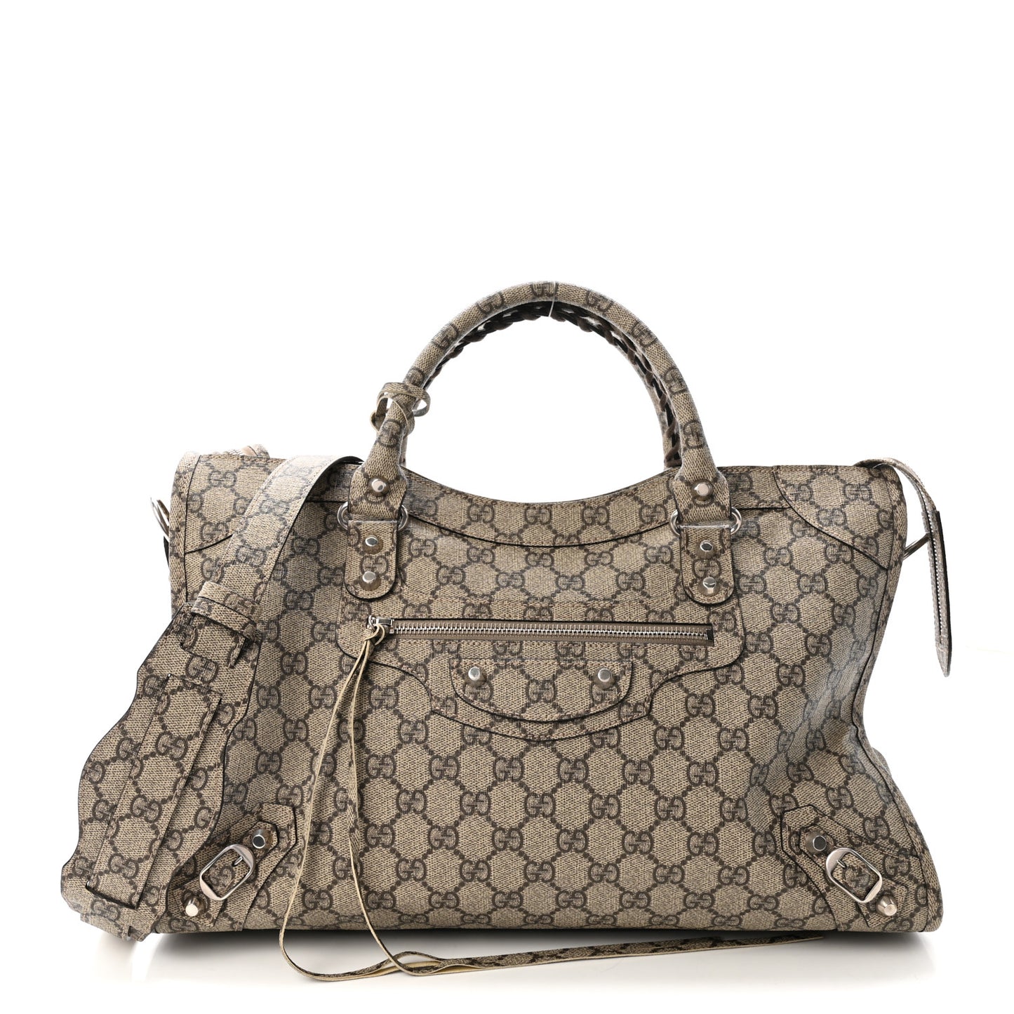 X GUCCI GG Supreme Monogram Neo Classic Silver Hardware City Beige Ebony