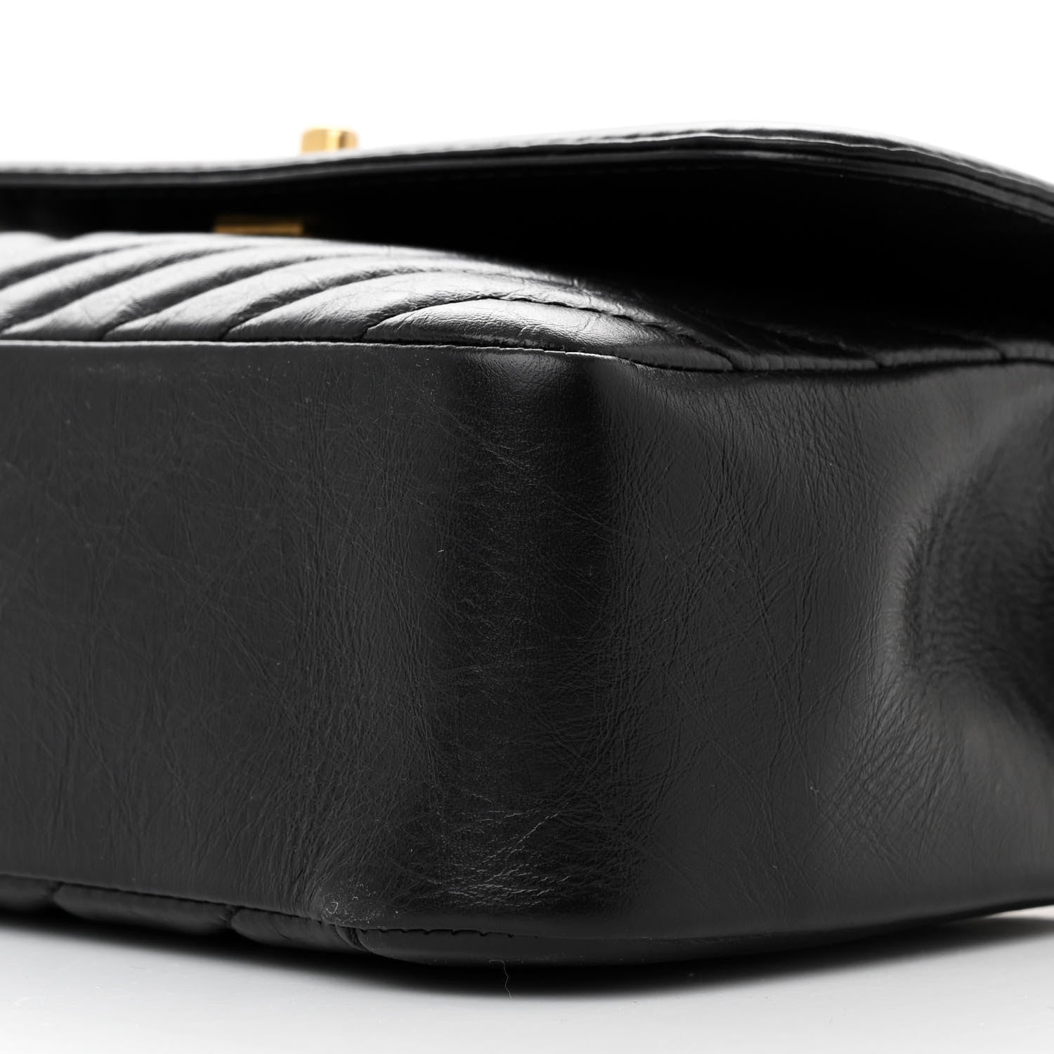 Chanel Calfskin Chevron Quilted Top Handle Flap Black 9 of 11
