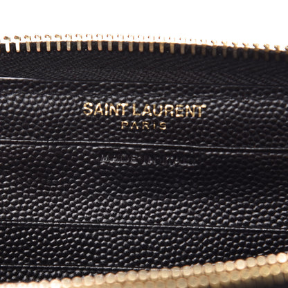 Saint Laurent Grain De Poudre Matelasse Chevron Monogram Zip Around Wallet Black 11 of 13