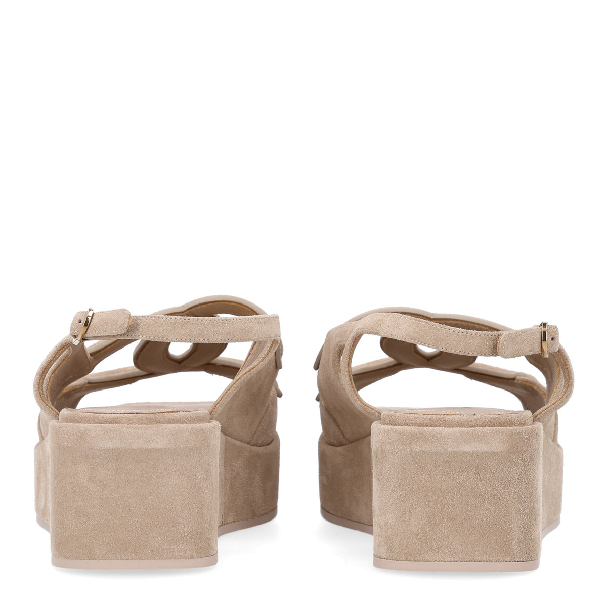 Suede Calfskin Platform CC Sandals 41 Dark Beige