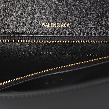 Balenciaga Shiny Box Calfskin Medium Hourglass Top Handle Bag Black 7 of 10