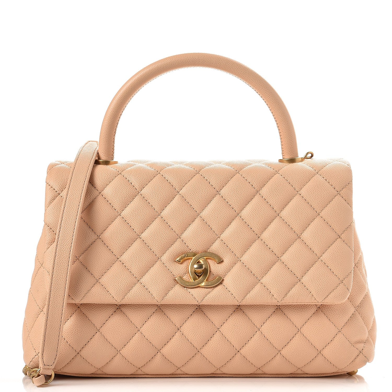 Chanel Caviar Quilted Small Coco Handle Flap Light Beige 1 of 9