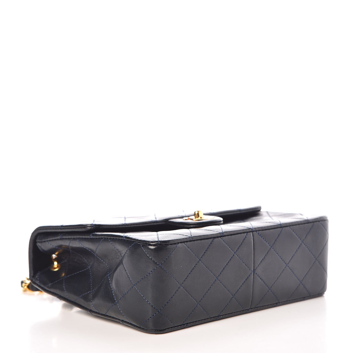 Lambskin Quilted Small Flap Navy