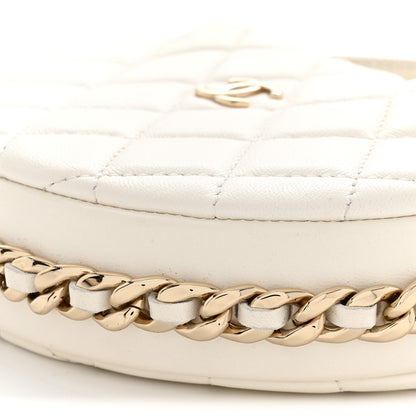 Chanel Lambskin Quilted Chain Around Pouch Hobo White 10 of 12