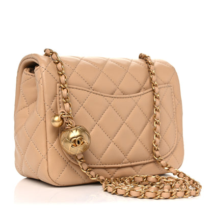 Chanel Lambskin Quilted Mini Pearl Crush Flap Beige 3 of 10