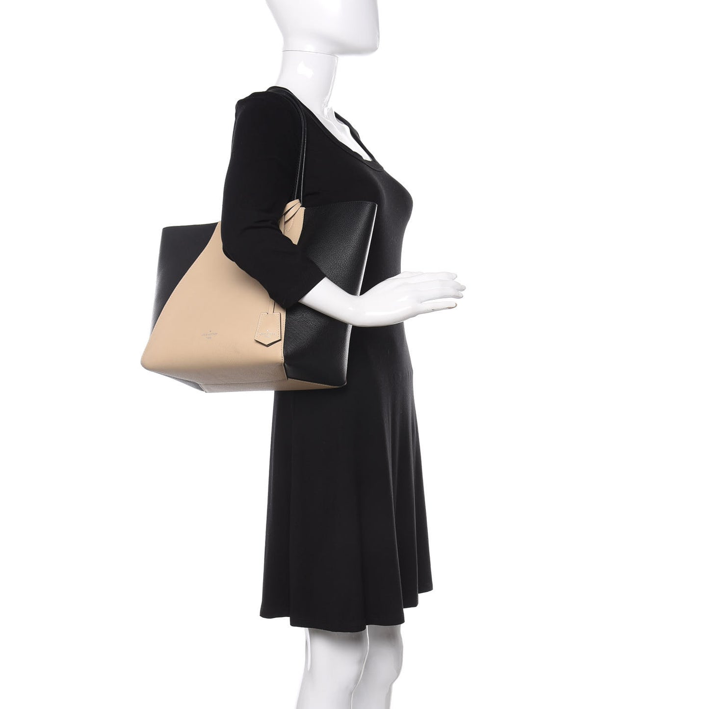 Calfskin Lockme Go Tote Black Vanilla