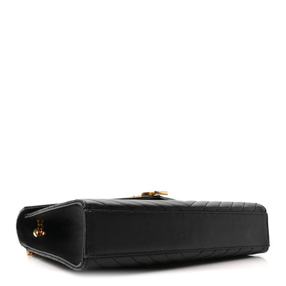 Saint Laurent Grain De Poudre Matelasse Chevron Large Monogram Satchel Black 4 of 10