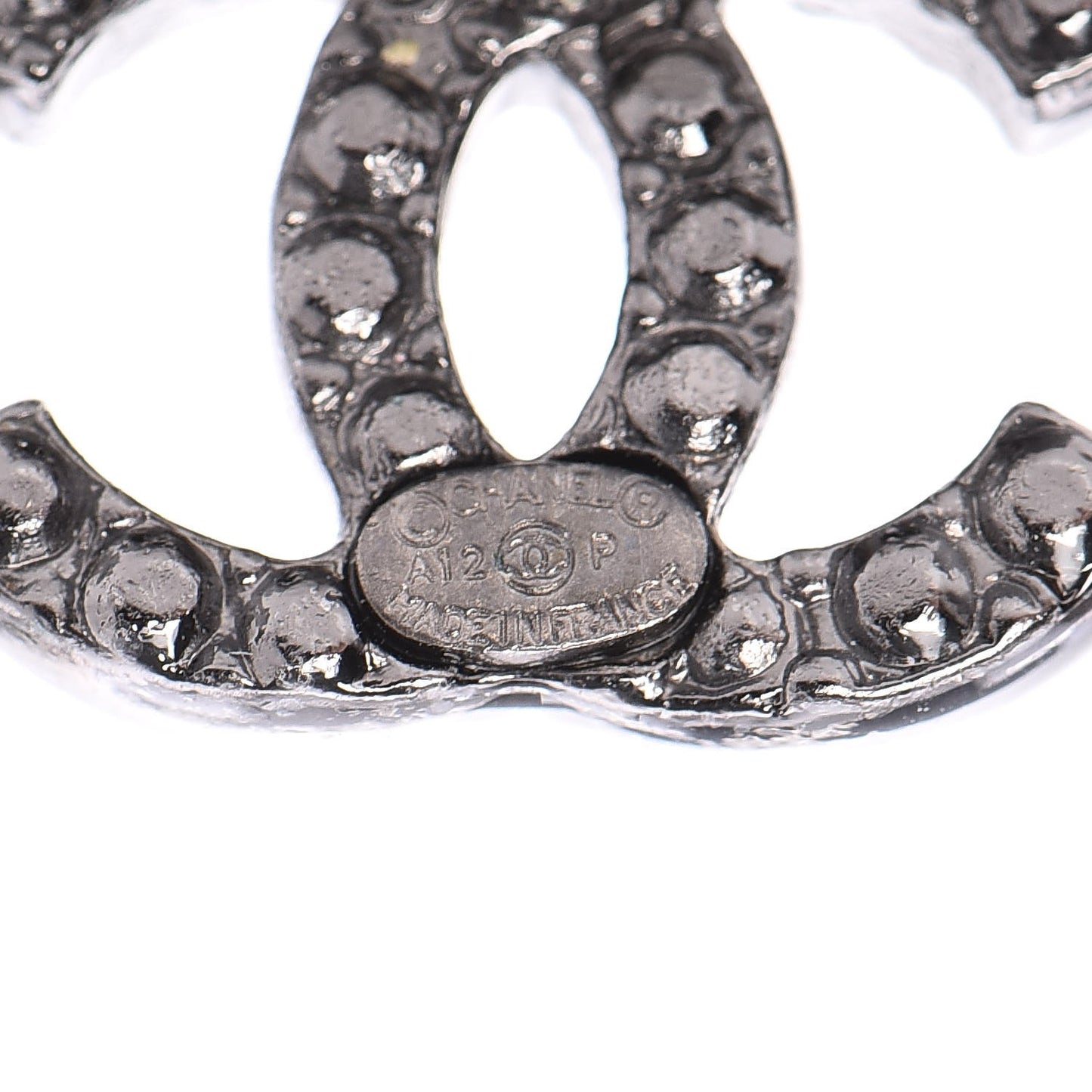 Pearl Crystal CC Earrings Black Silver