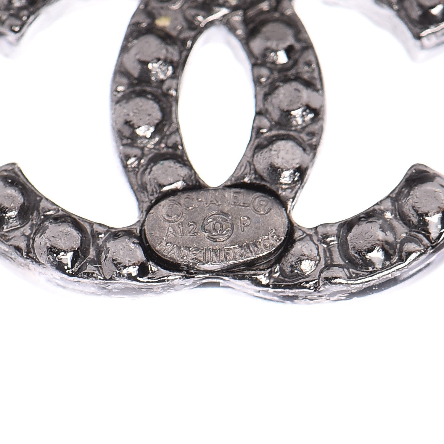 Chanel Pearl Crystal CC Earrings Black Silver 4 of 4