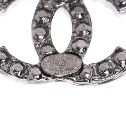 Chanel Pearl Crystal CC Earrings Black Silver 4 of 4