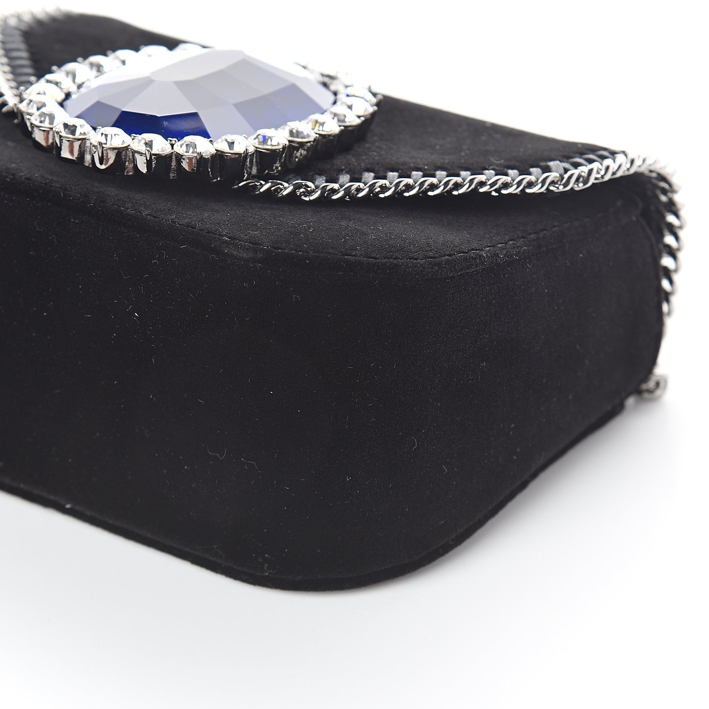 Velvet Crystal Princess Diana Falabella Box Shoulder Bag Black