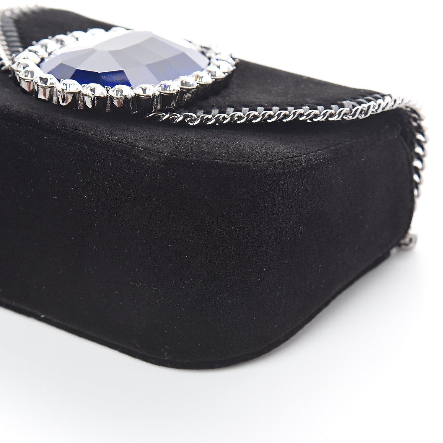 Stella McCartney Velvet Crystal Princess Diana Falabella Box Shoulder Bag Black 8 of 8
