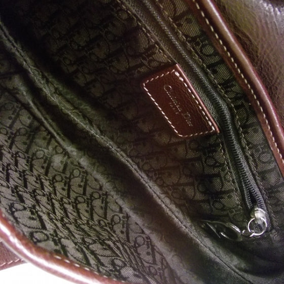 Christian Dior Calfskin Floral Embroidered Saddle Bag Brown 6 of 10
