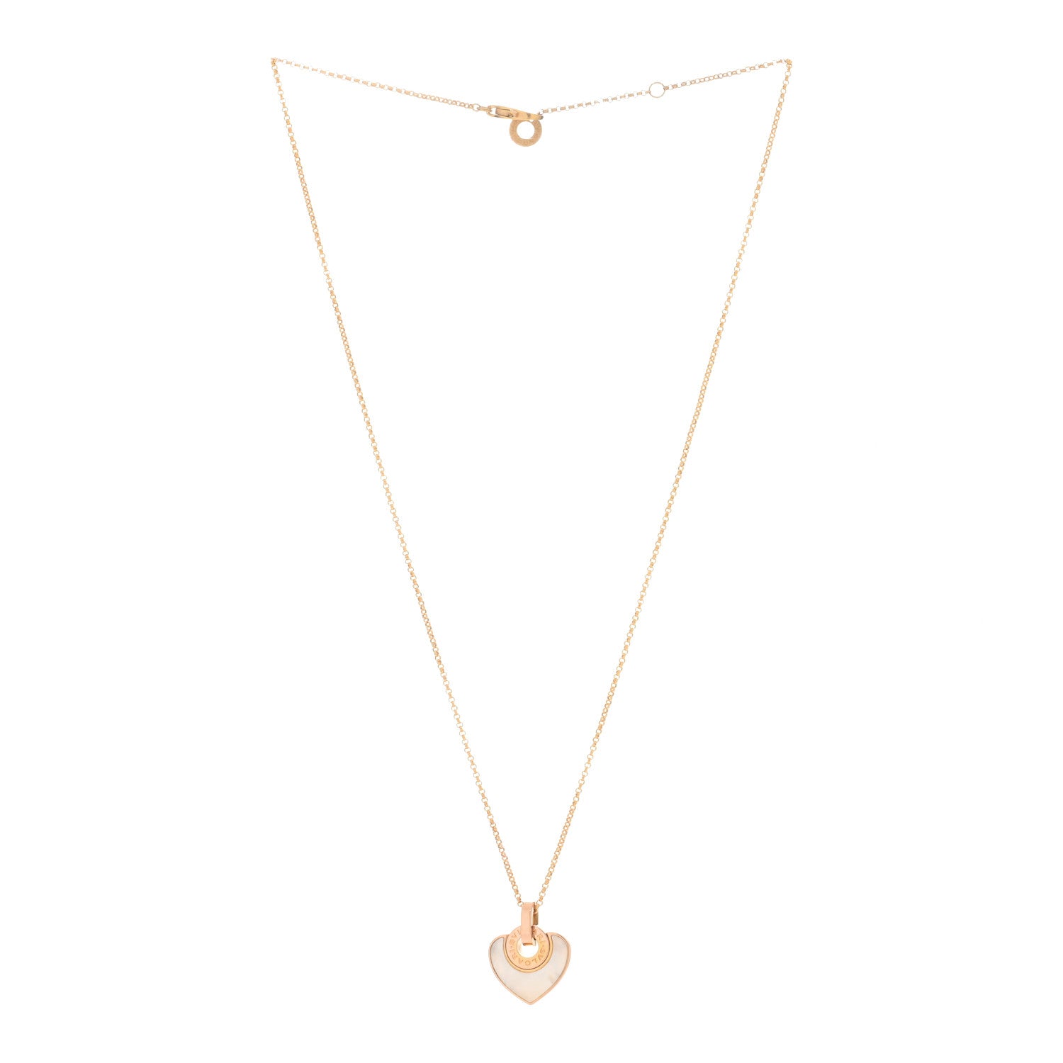 Bulgari 18K Rose Gold Mother of Pearl BVLGARI BVLGARI Cuore Pendant Necklace 2 of 3