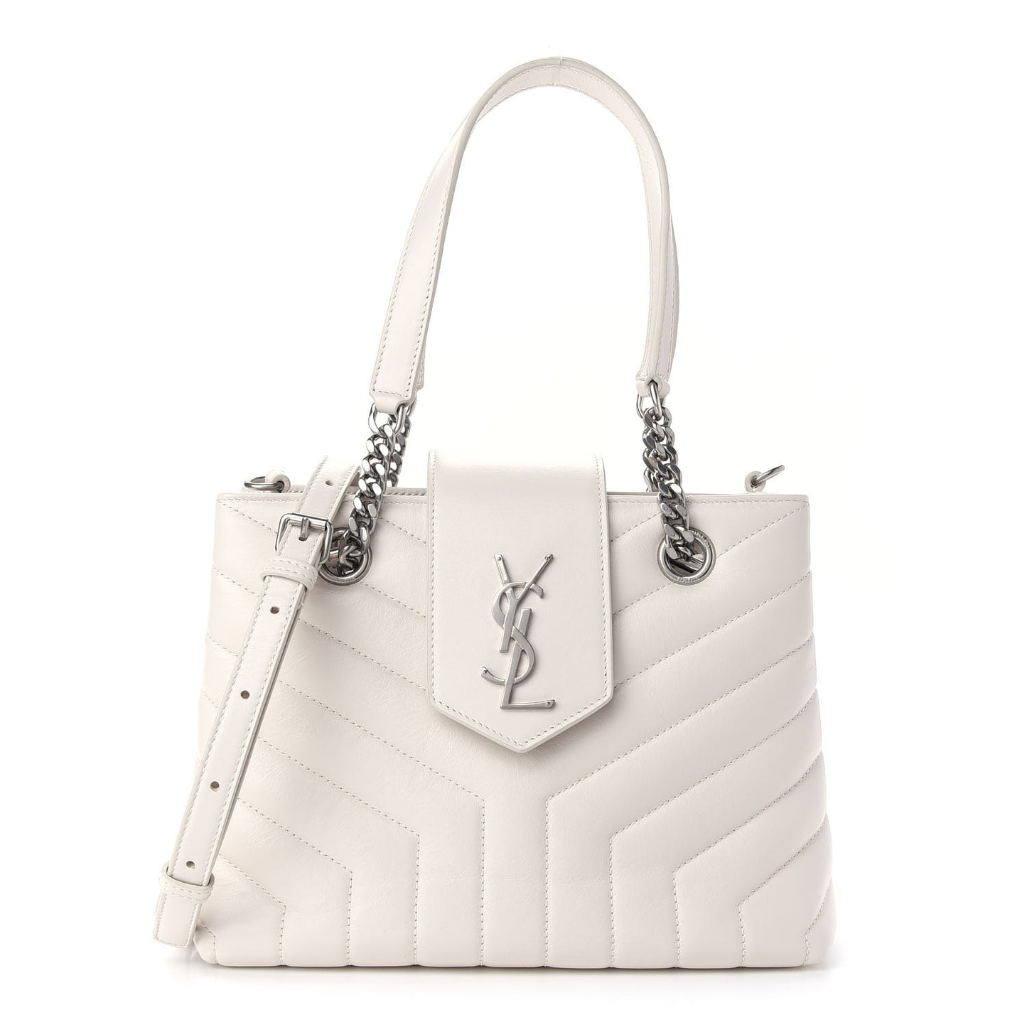 Calfskin Y Quilted Monogram Small Loulou Shopper Cream Souffle