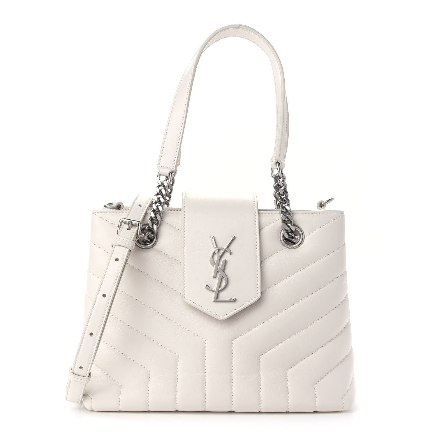 Saint Laurent Calfskin Y Quilted Monogram Small Loulou Shopper Cream Souffle 1 of 8