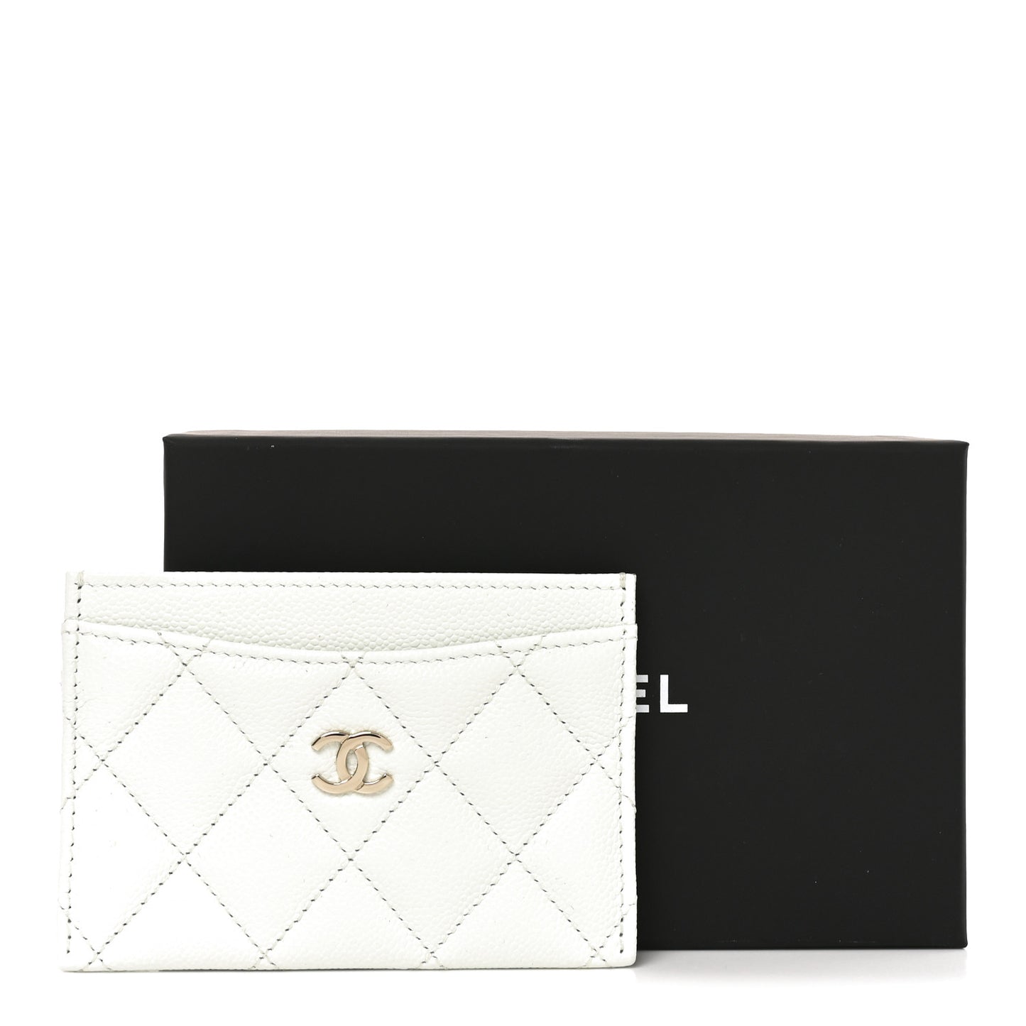 Caviar Quilted Card Holder Light Blue