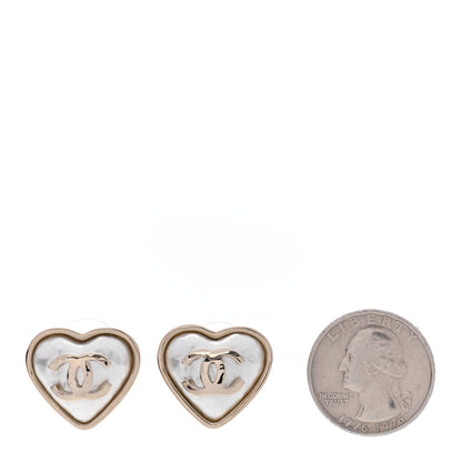 Chanel Pearl CC Heart Earrings Gold 2 of 5