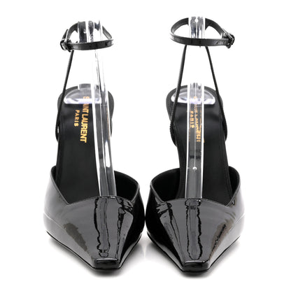 Saint Laurent Patent Calfskin Crystal Anouk Pumps 37.5 Black 3 of 12