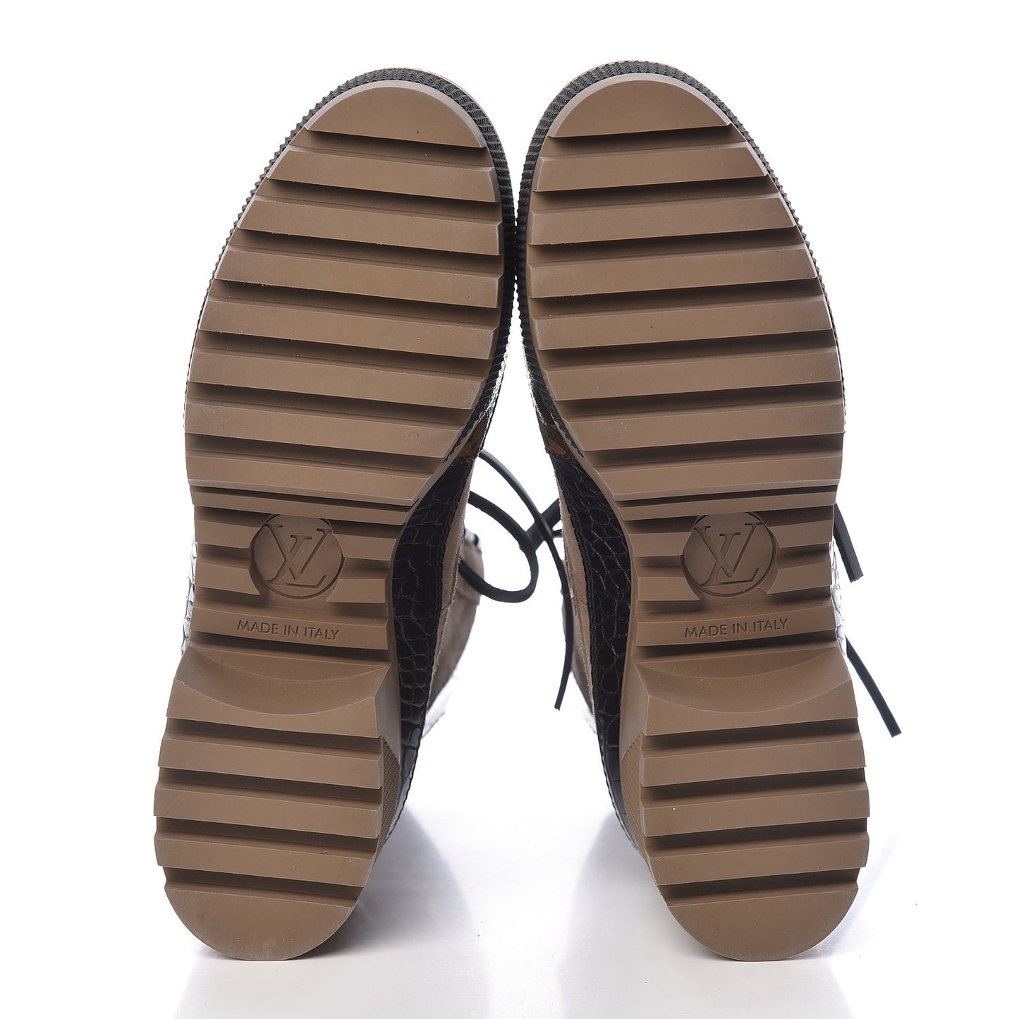 Suede Calfskin Monogram Laureate Platform Desert Boots 36 Taupe