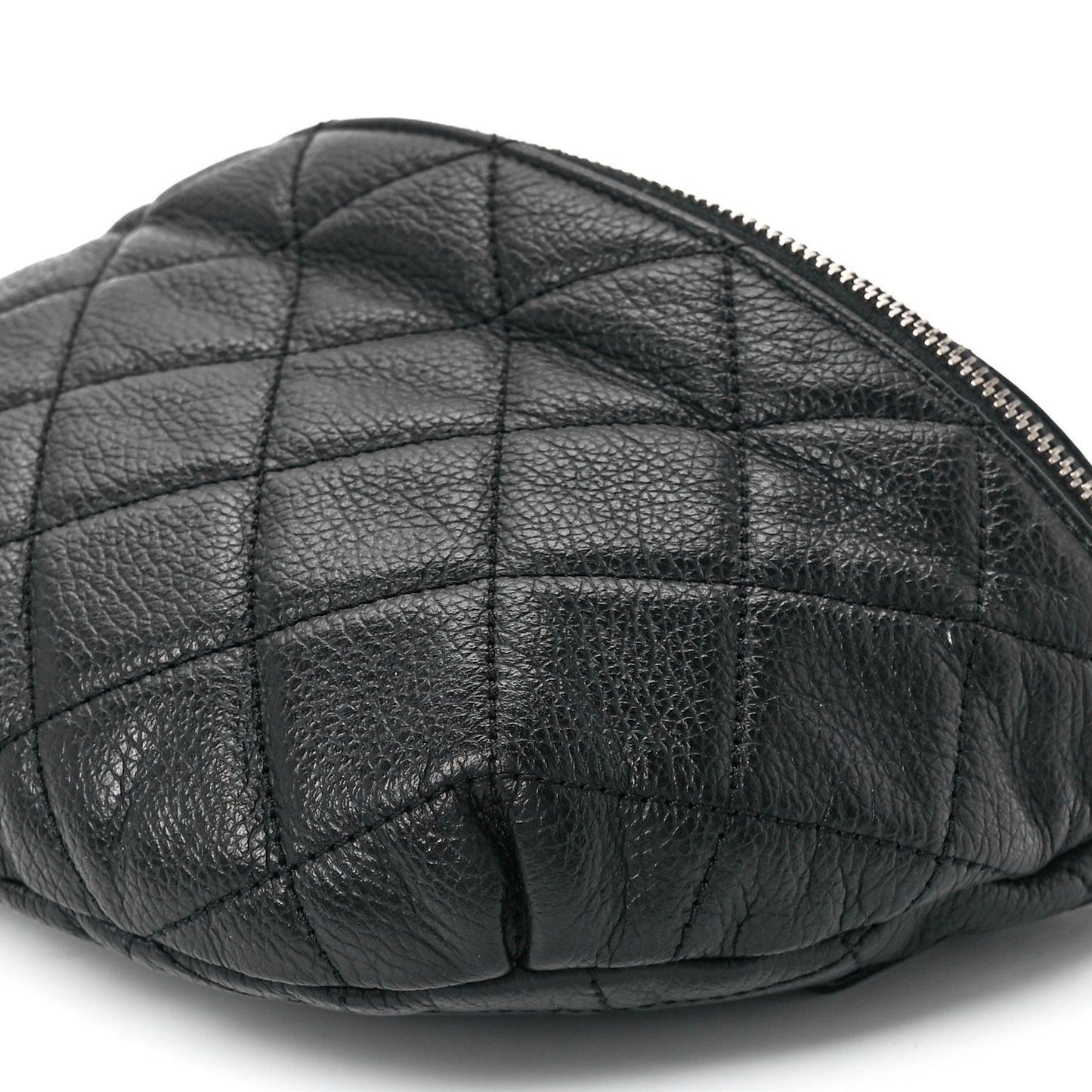 Grained Calfskin Quilted Waist Belt Bag Black