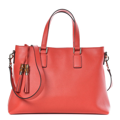 Gucci Calfskin Bamboo Tassel Top Handle Tote Red 1 of 11