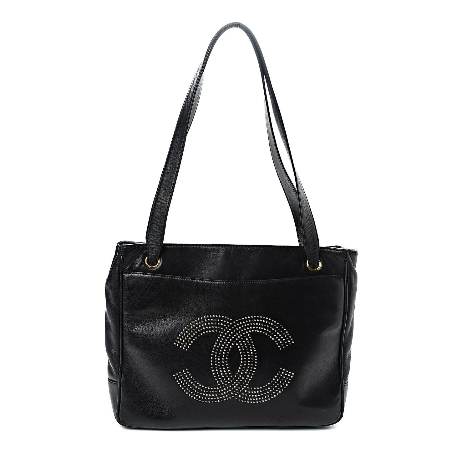 Lambskin Studded CC Tote Black