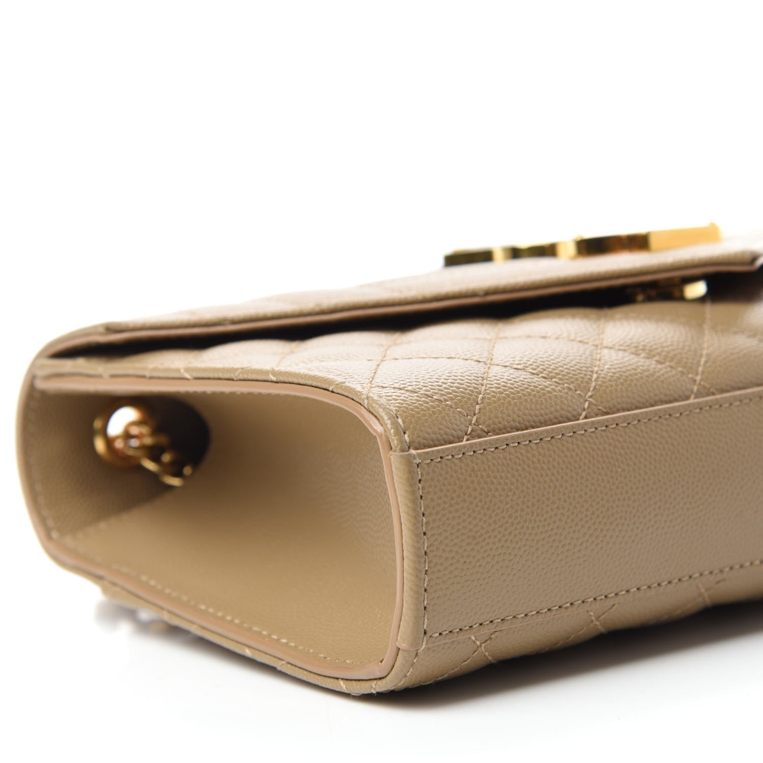 Saint Laurent Grain De Poudre Textured Mixed Matelasse Triquilt Small Monogram Satchel Cork 6 of 10