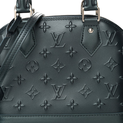 Louis Vuitton Metallic Calfskin Debossed Monogram Alma BB Steel Blue 7 of 9