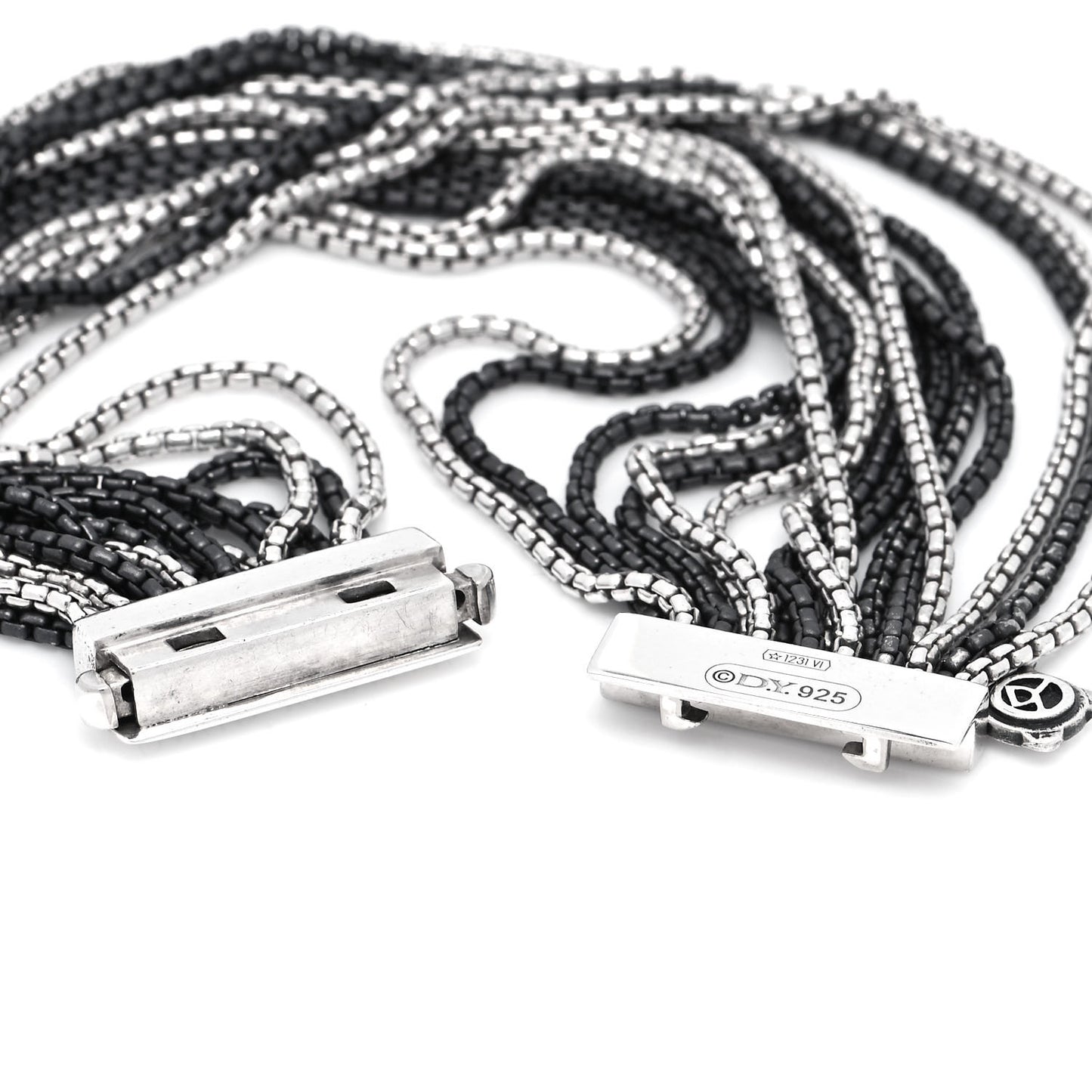 Darkened Sterling Silver Sixteen-Row Box Chain Bracelet