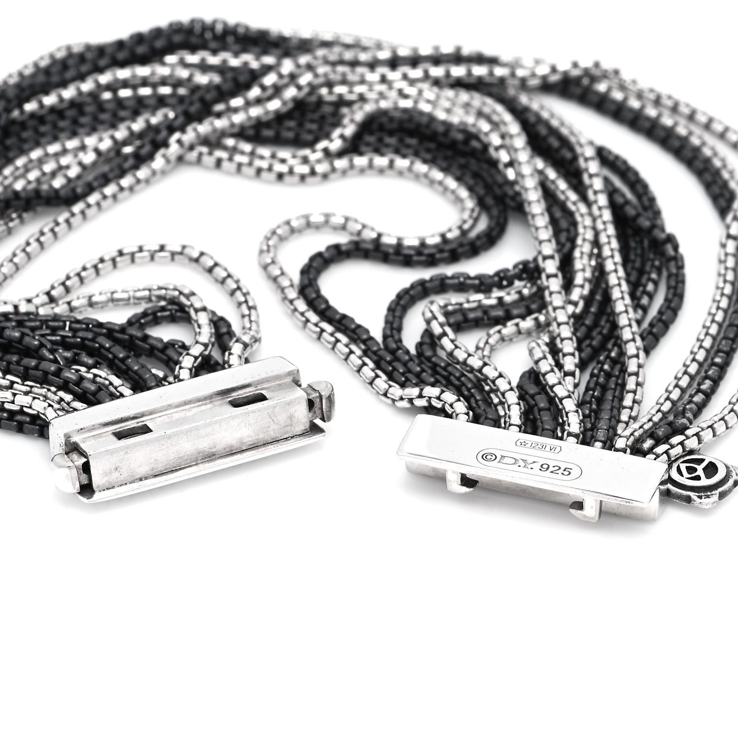 David Yurman Darkened Sterling Silver Sixteen-Row Box Chain Bracelet 4 of 4