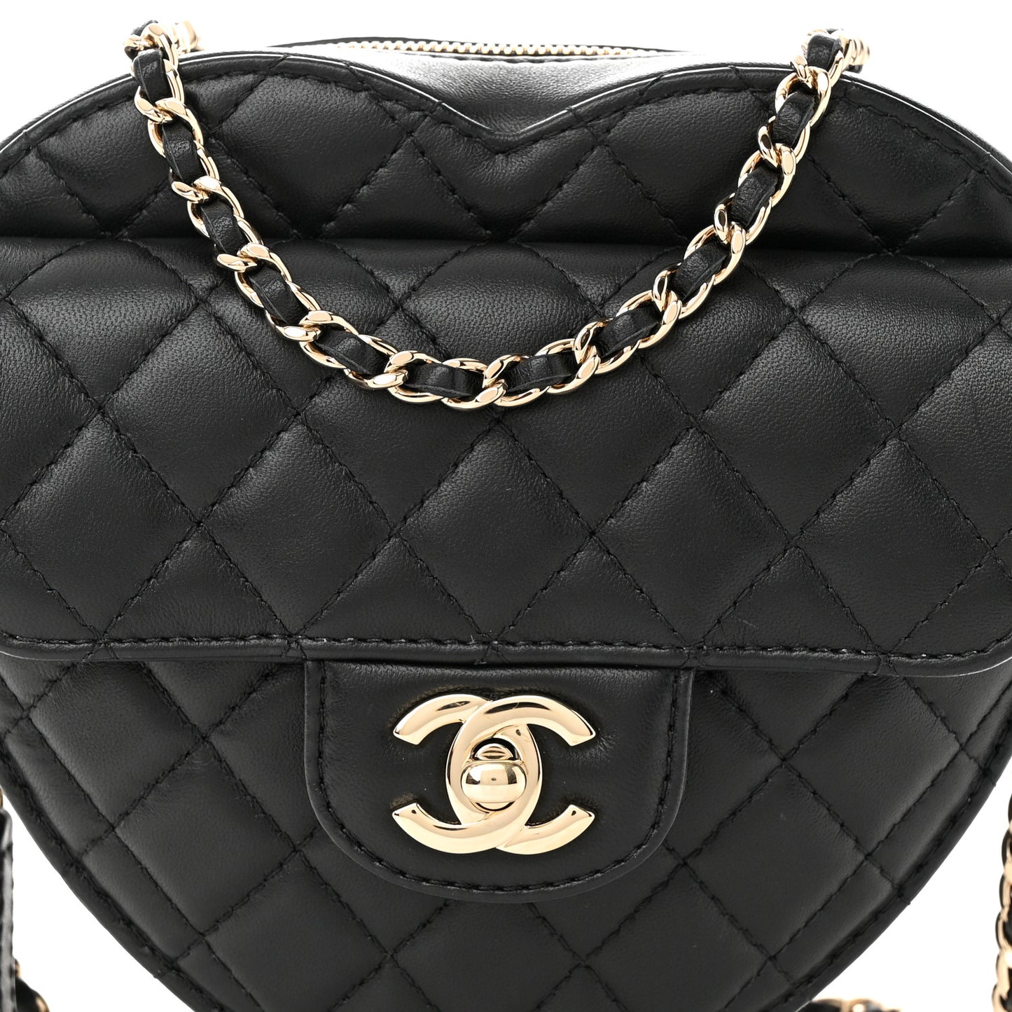 Lambskin Quilted CC In Love Heart Bag Black