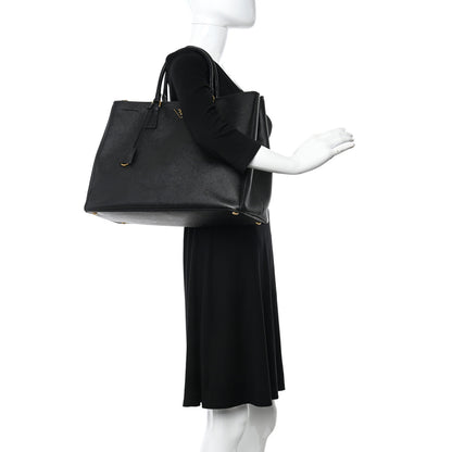 Prada Saffiano Large Galleria Double Zip Tote Black 2 of 13