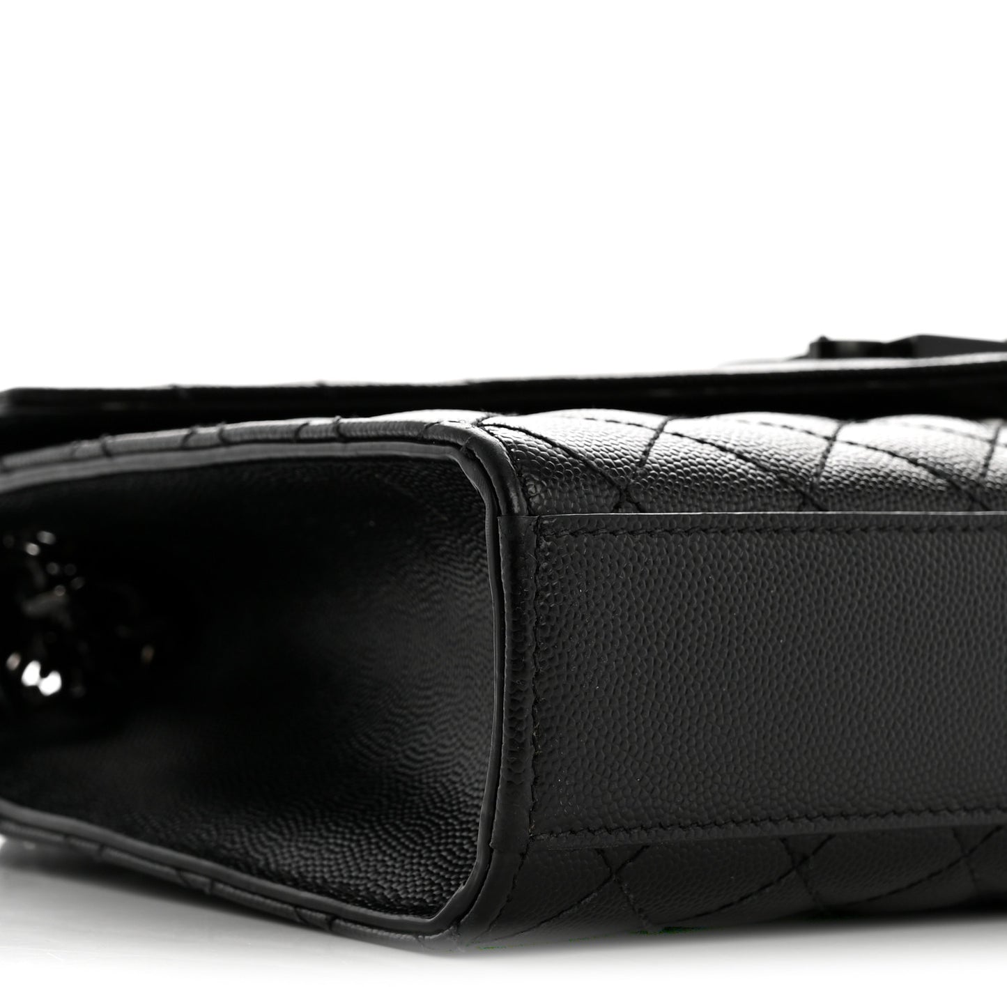 Grain De Poudre Textured Mixed Matelasse Triquilt Medium Monogram Monochrome Satchel Black
