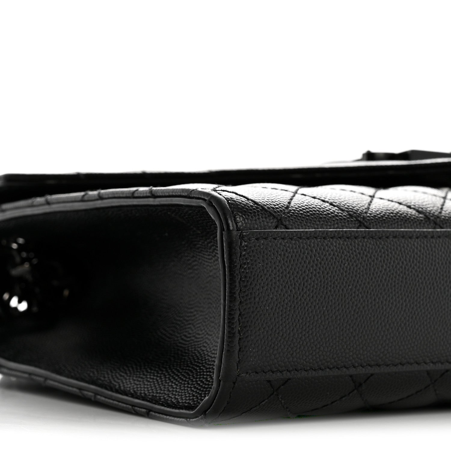 Saint Laurent Grain De Poudre Textured Mixed Matelasse Triquilt Medium Monogram Monochrome Satchel Black 9 of 13