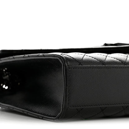 Saint Laurent Grain De Poudre Textured Mixed Matelasse Triquilt Medium Monogram Monochrome Satchel Black 9 of 13
