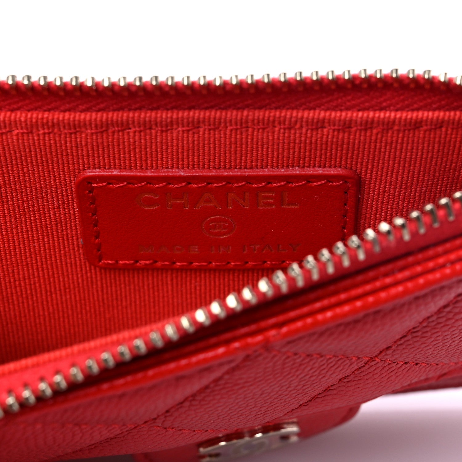 Chanel Caviar Quilted Flap Zip Card Holder Red 6 of 8