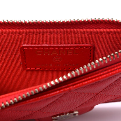 Chanel Caviar Quilted Flap Zip Card Holder Red 6 of 8