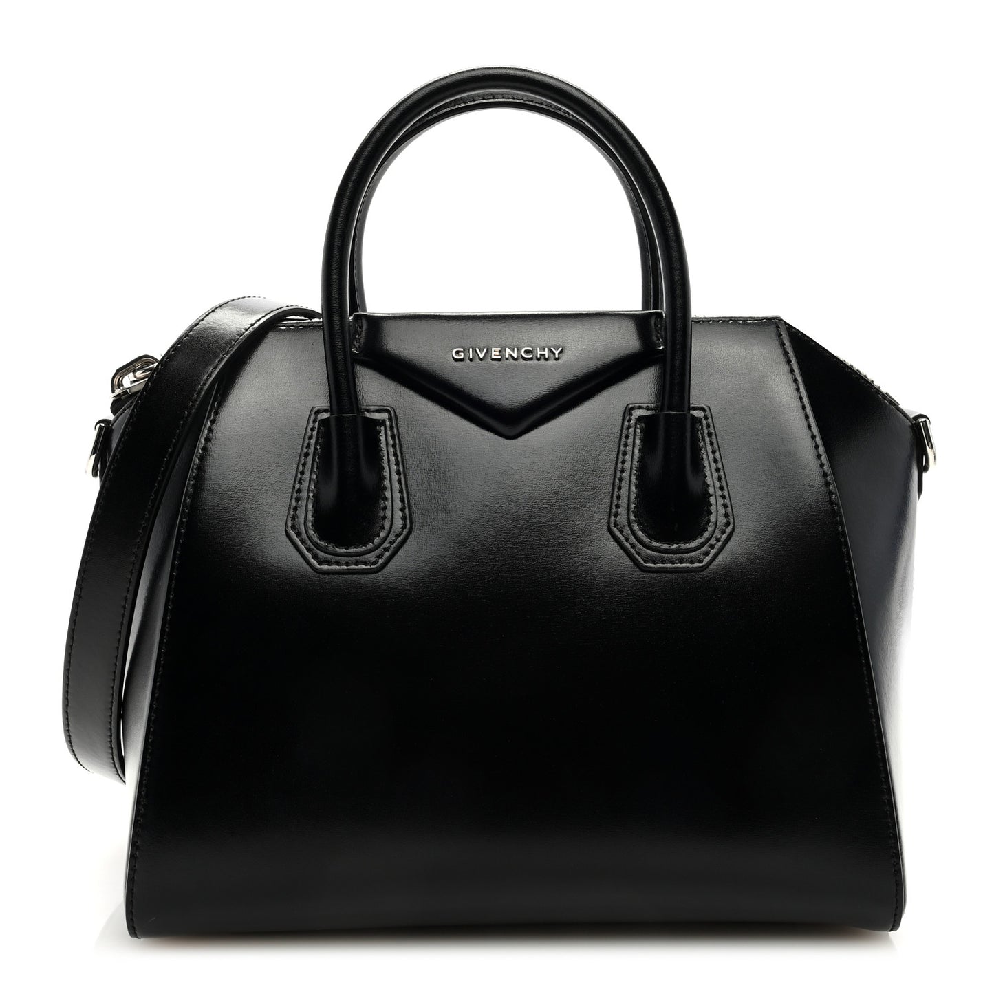 Shiny Lord Calfskin Small Antigona Black