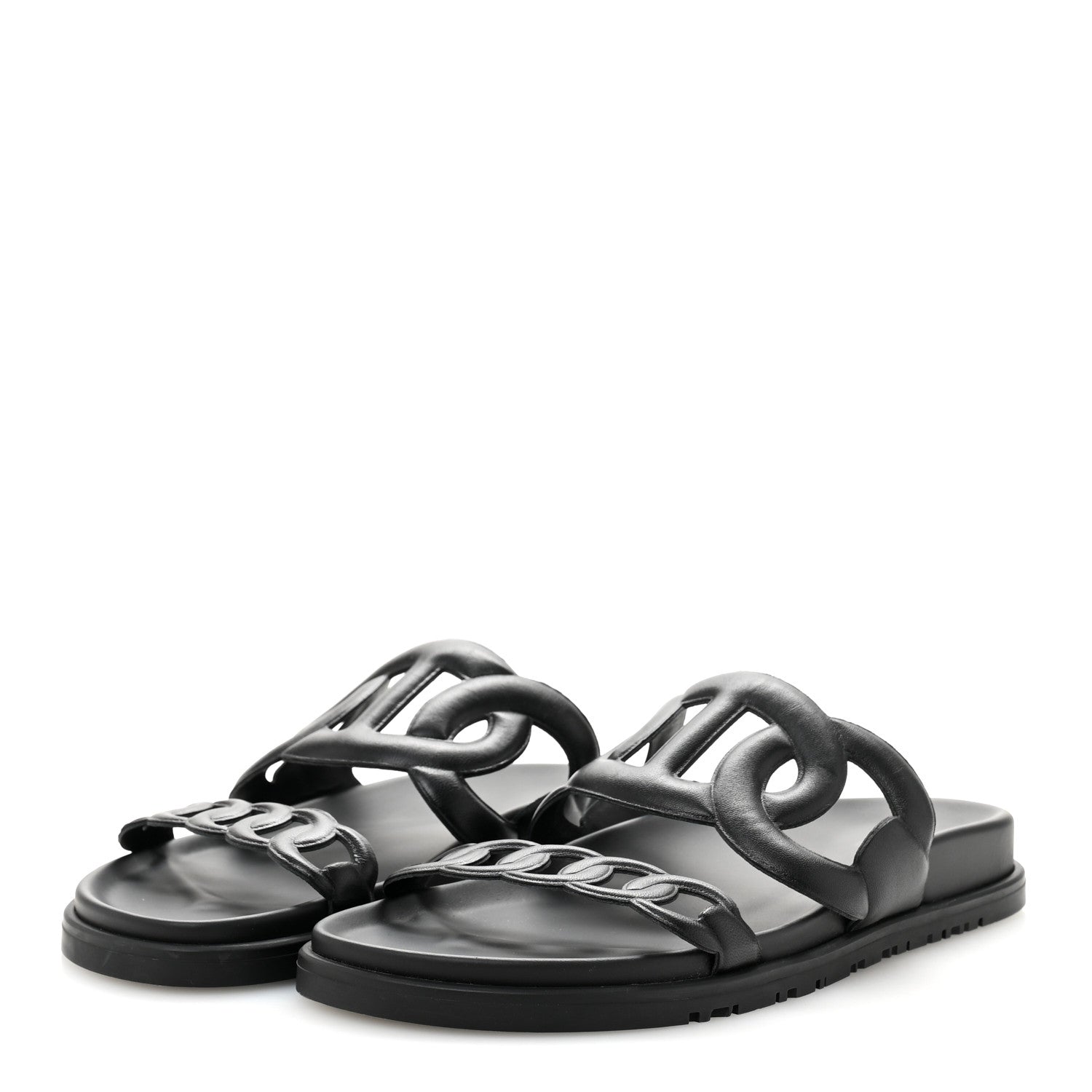Hermes Nappa Extra Sandals 38 Black 4 of 9