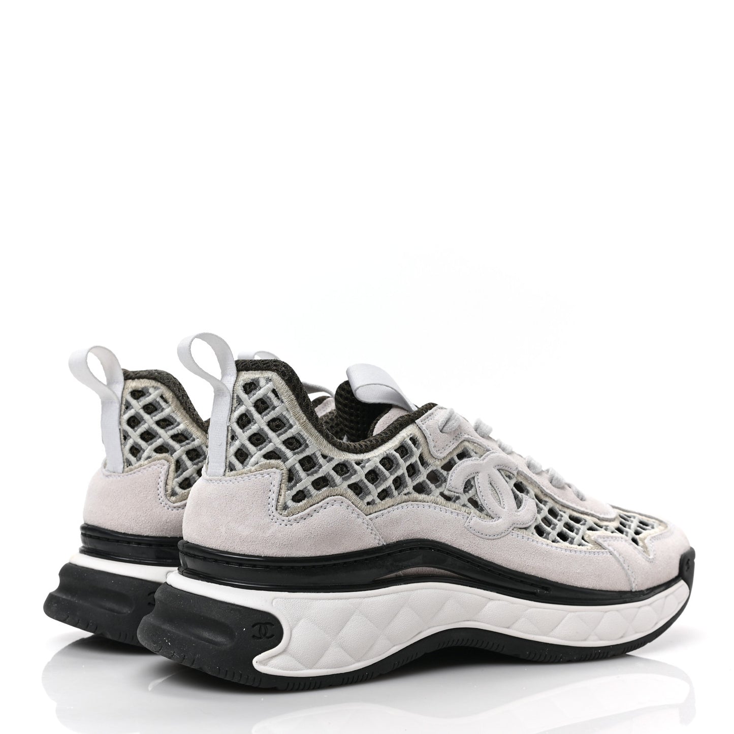 Suede Calfskin Embroidered CC Sneakers 40 Ecru Light Gray