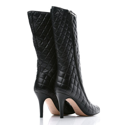 Chanel Lambskin Quilted CC Cap Toe Boots 38.5 Black 3 of 8