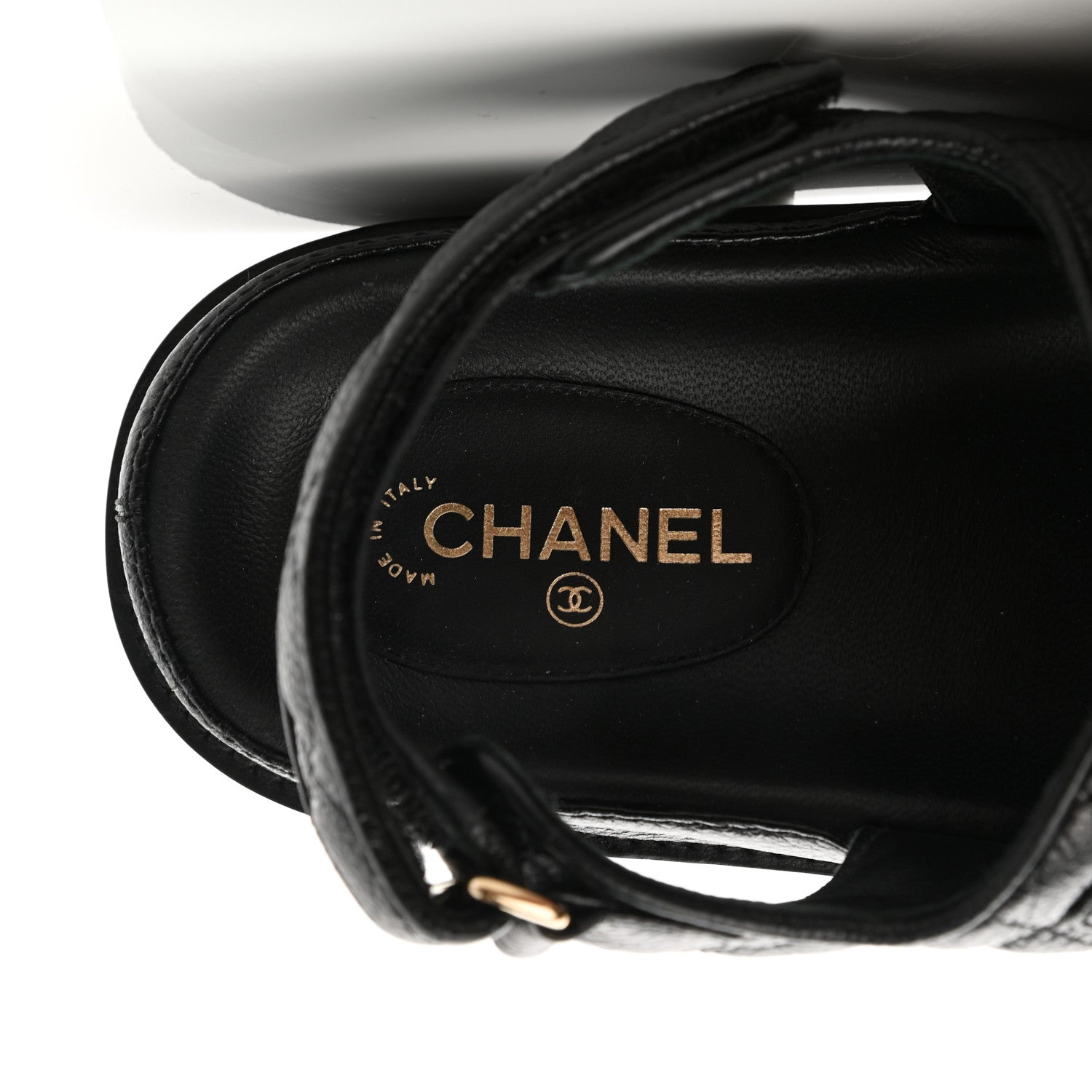 Chanel Grained Calfskin Velcro Dad Sandals 39 Black 8 of 10