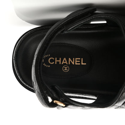 Chanel Grained Calfskin Velcro Dad Sandals 39 Black 8 of 10