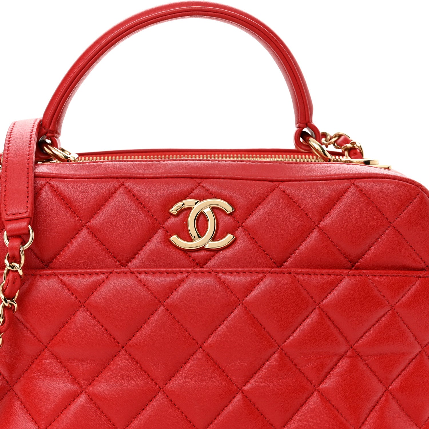 Chanel Lambskin Quilted Medium Trendy CC Bowling Bag Red 9 of 11